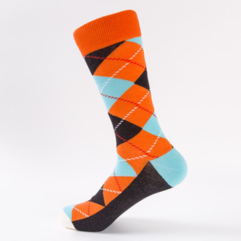 Men’s geometric patterned orange cotton socks - size 48