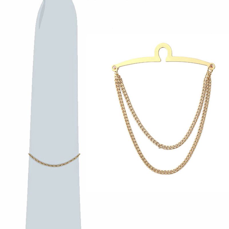 High End Tie Clip Gold double chain