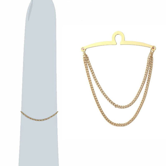 High End Tie Clip Gold double chain