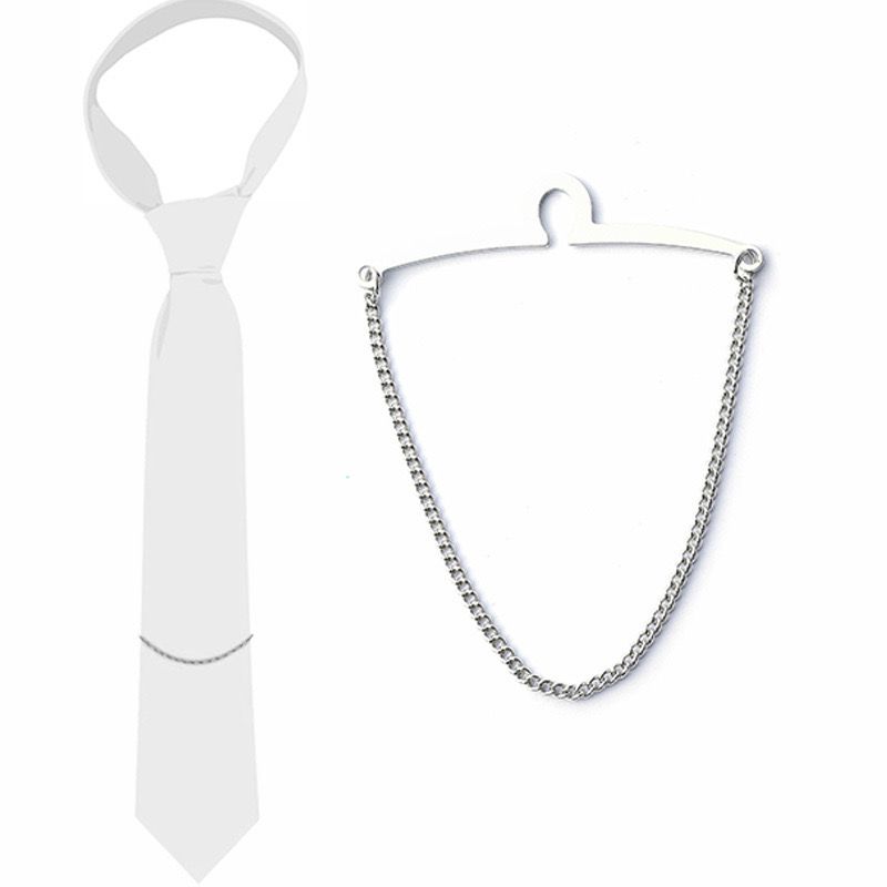 High End Tie Clip Silver single chain