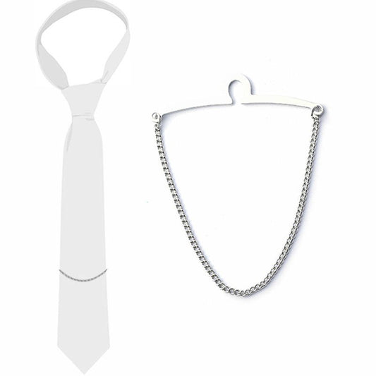 High End Tie Clip Silver single chain