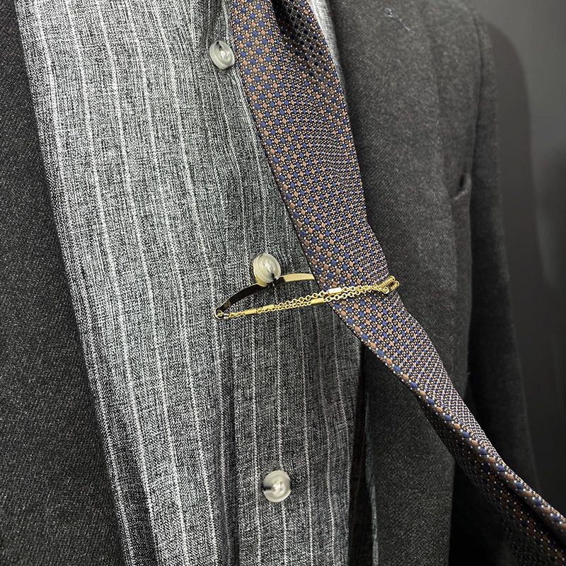 High End Tie Clip Gold double chain
