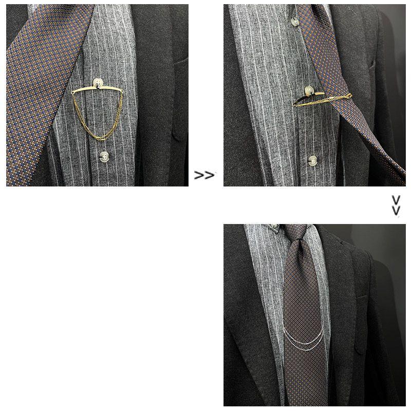 High End Tie Clip Gold double chain