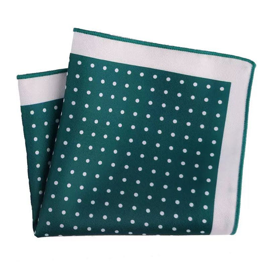 Green Polka dot pocket square 23x23