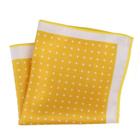 Yellow polka dot pocket square 23x23cm