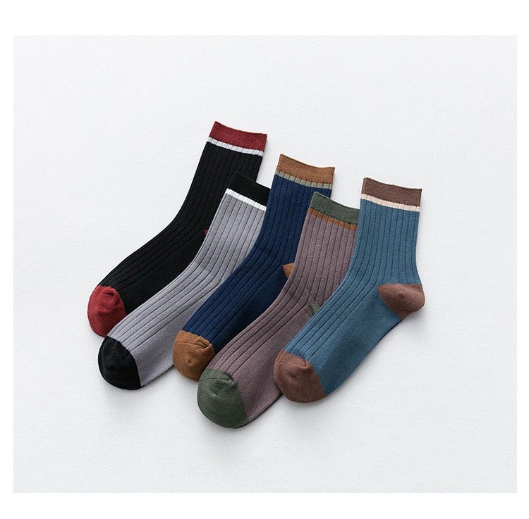 mixed color mid calf socks